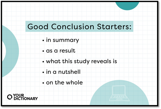 Laptop Icon With Good Conclusion Starters Examples