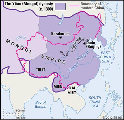 Map Showing the Extent of the MongolEmpire