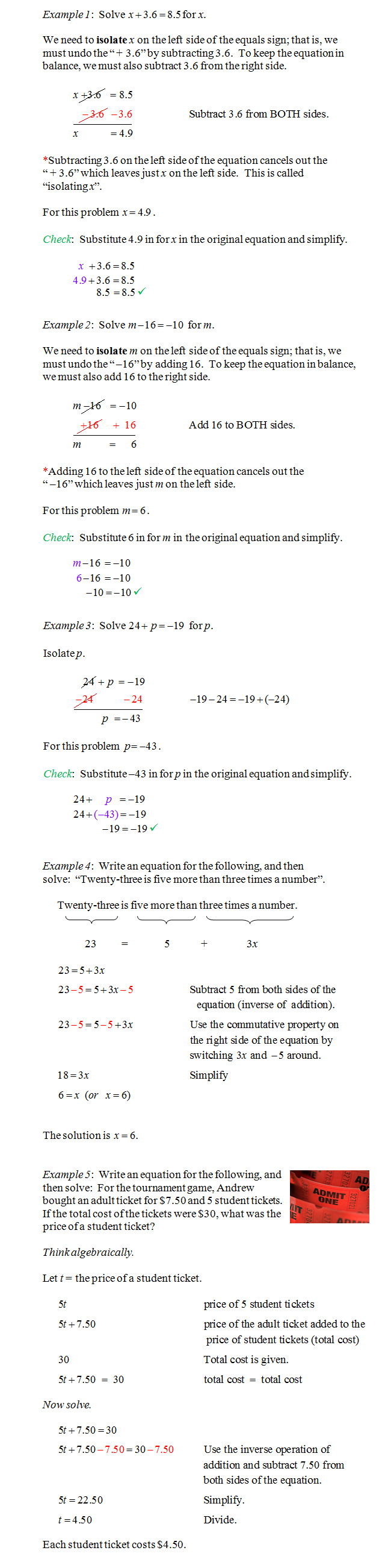 Solving Equations