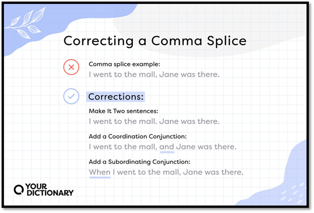 Correcting a Comma Splice Example