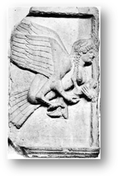 Photograph:Harpy from a tomb frieze from the acropolis of Xanthus, southwestern Turkey, c. 500 BC; in the British Museum.