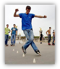 Photograph:An in-line roller-skater.