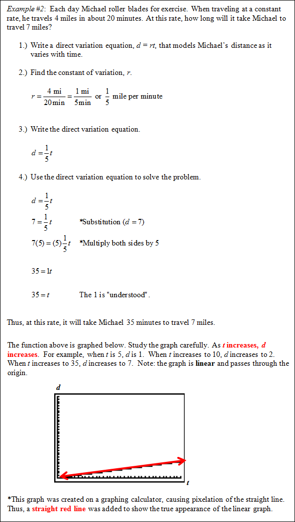 Direct Variation Word Problems Worksheet