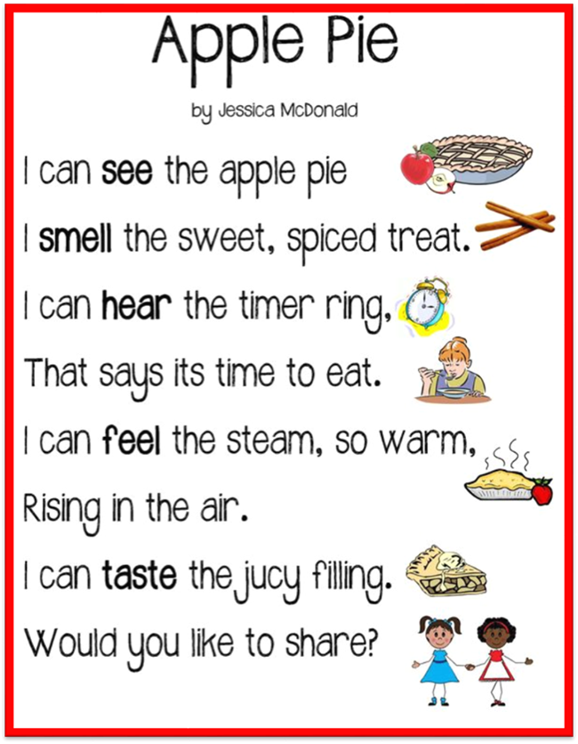 Apple Pie Five Senses Poem - From Play Learn Love: 