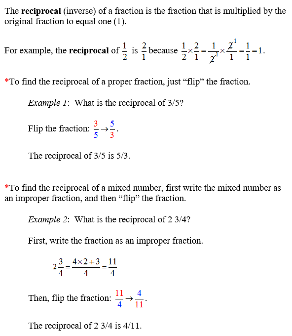 reciprocals